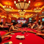 Players at 77judi enthusiastically playing poker with vibrant chips and cards.